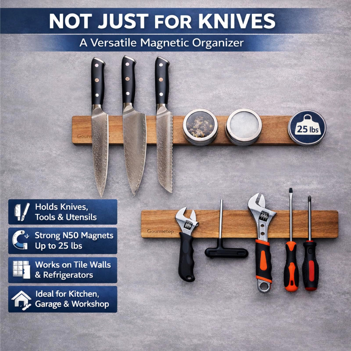 Gourmetop 16 inch strip frees counter space while enhancing kitchen organization.