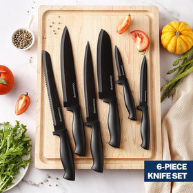 Gourmetop 7-inch Santoku knife image ideal for mincing and dicing.