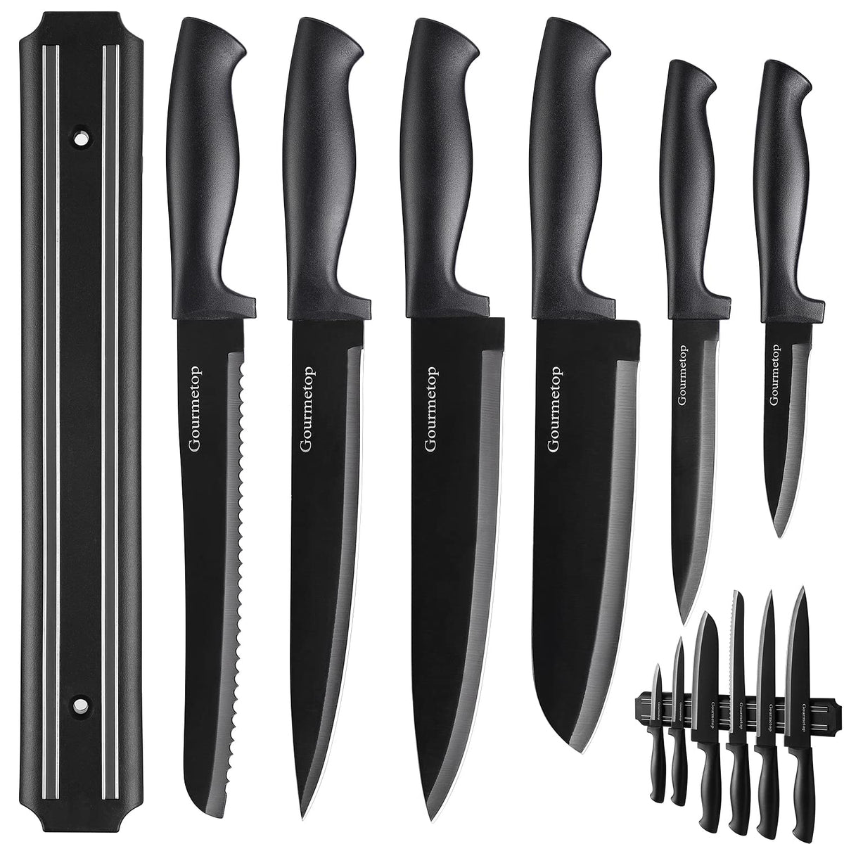 Gourmetop 8-inch chef knife image showing sharp blade for precise slicing.