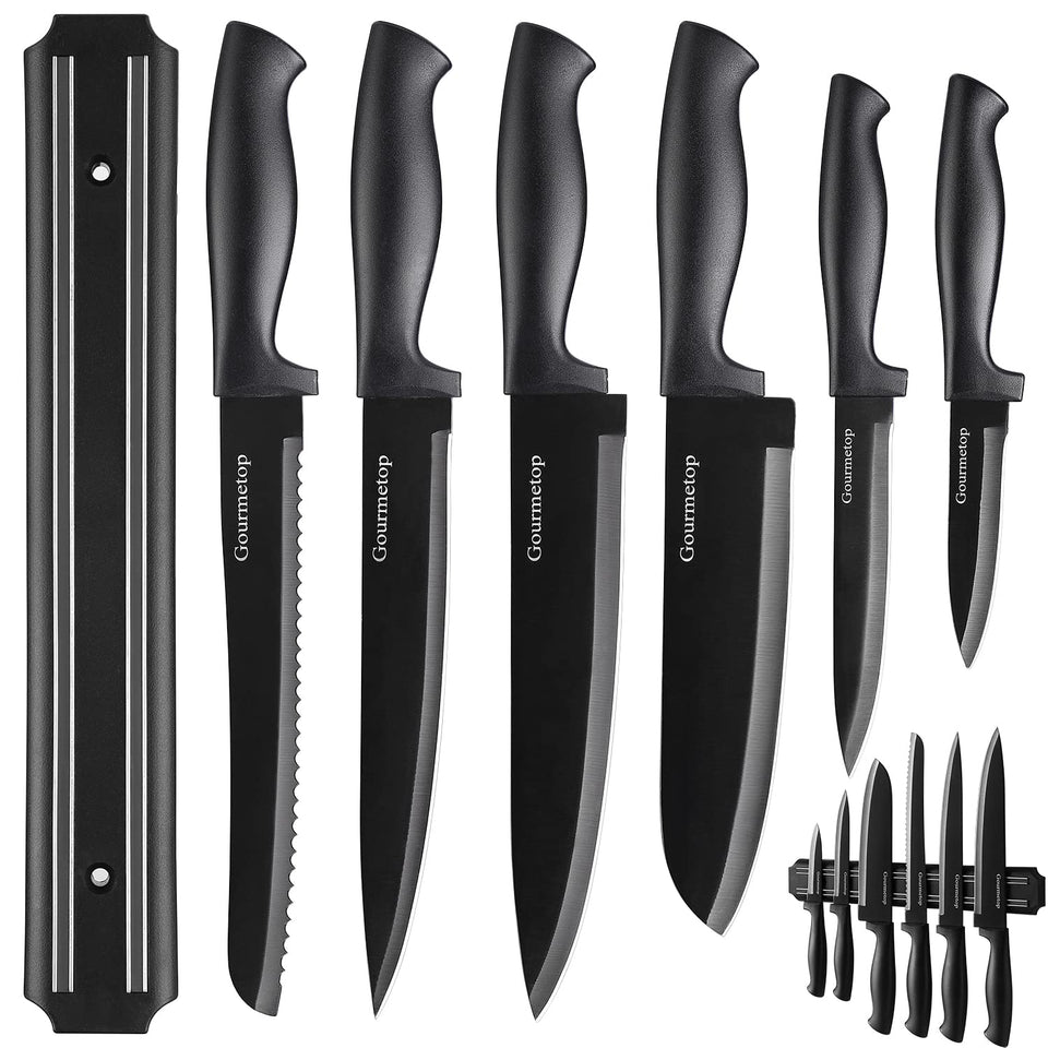 Gourmetop 8-inch chef knife image showing sharp blade for precise slicing.