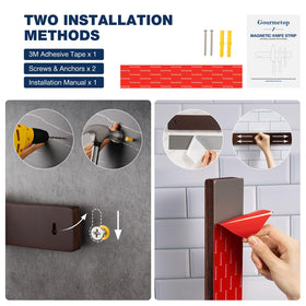 Gourmetop knife strip installed on refrigerator for easy access