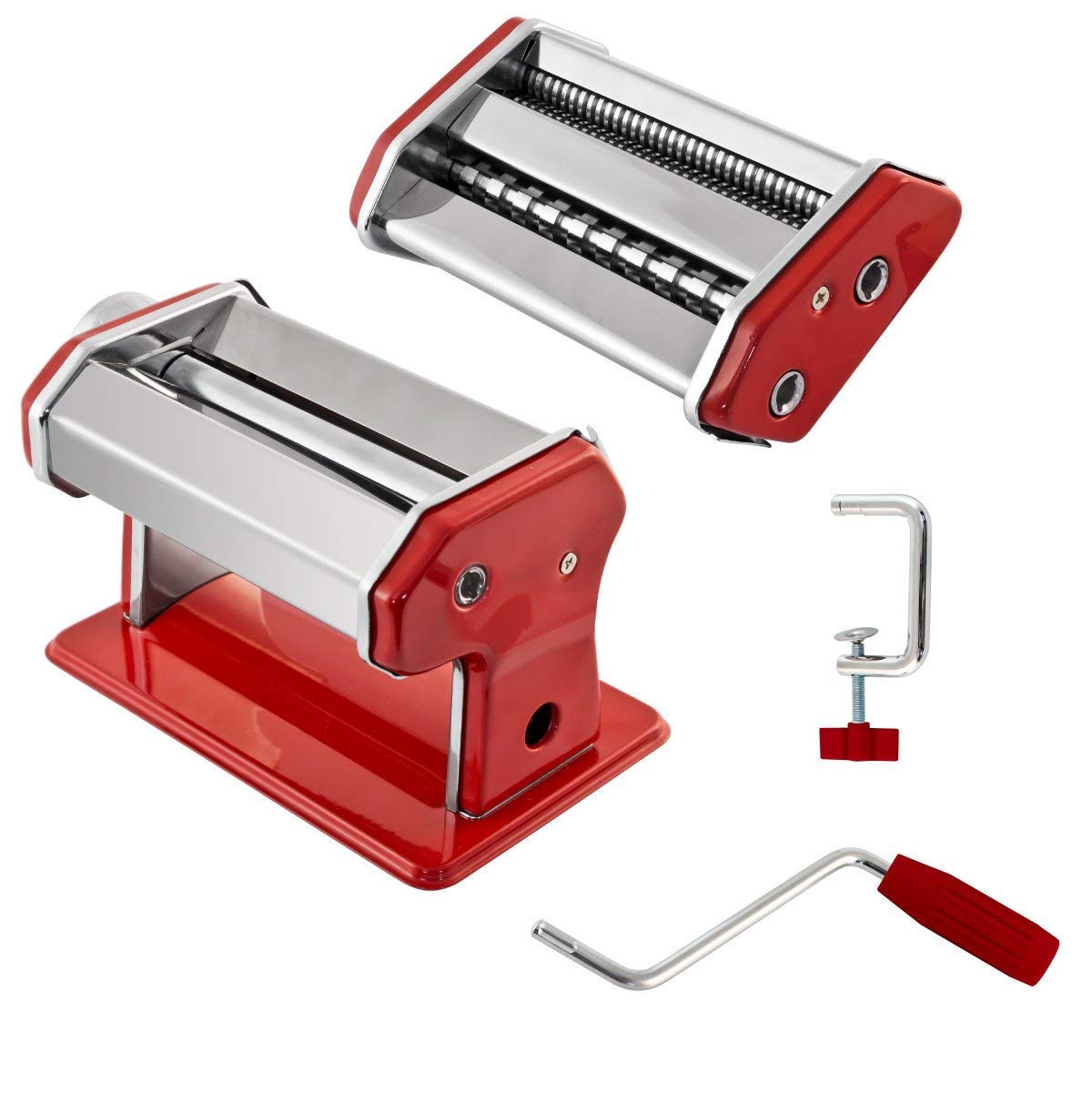 GOURMEX pasta maker chrome finish detail highlights durability and cleaning ease.