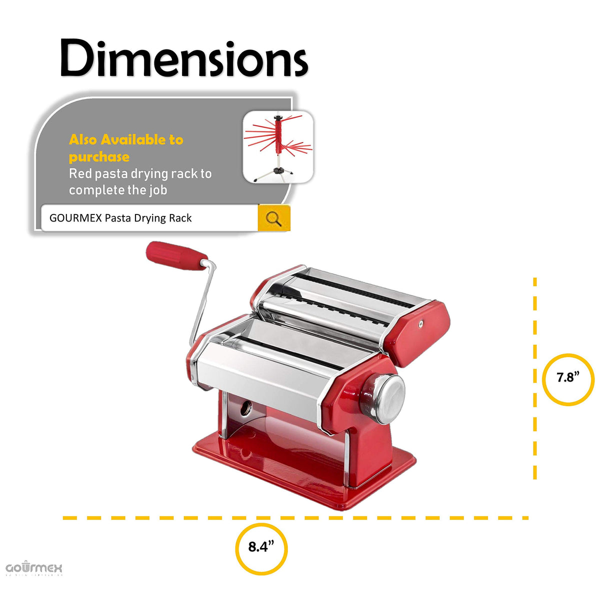 GOURMEX pasta maker compact storage fits easily in small kitchens.