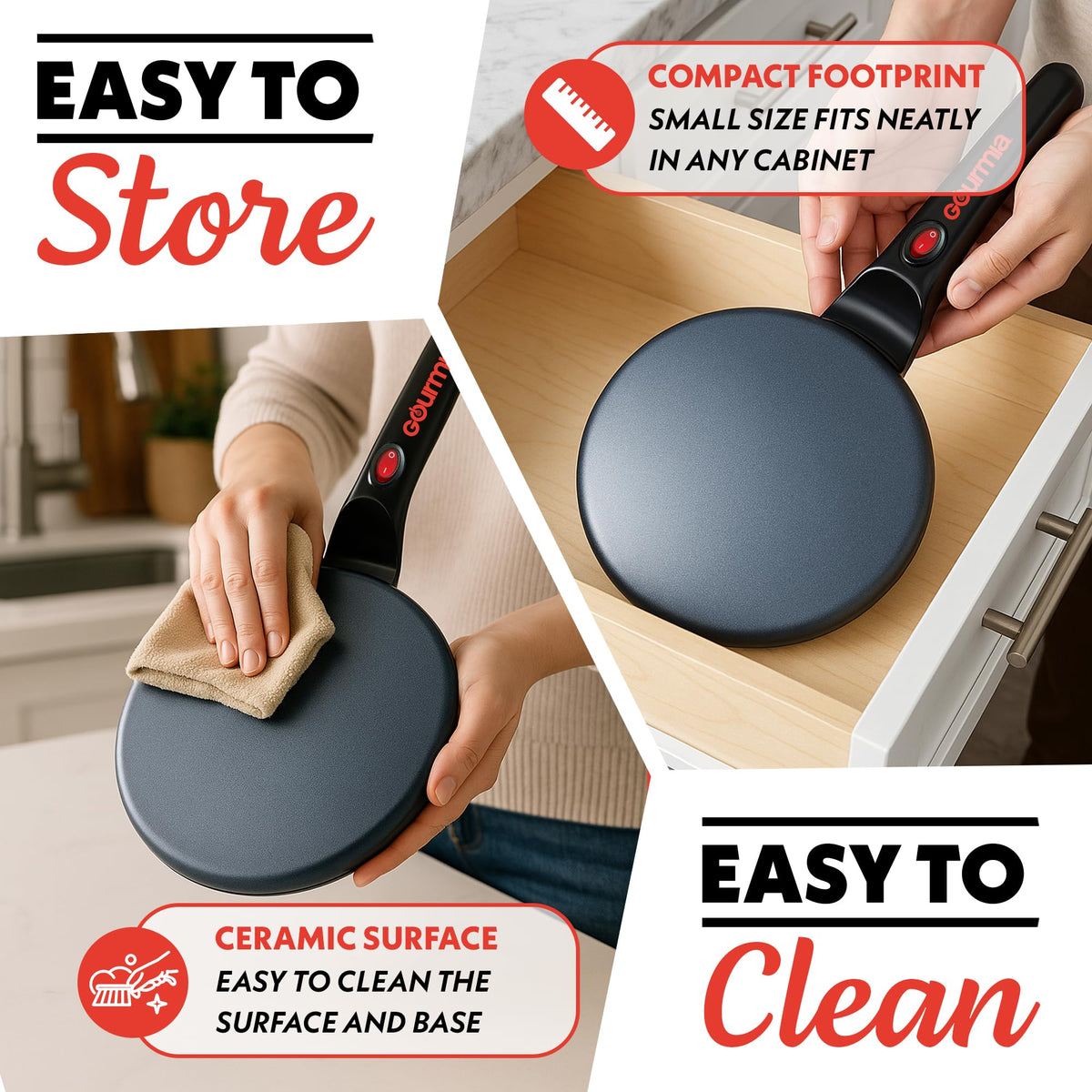 Gourmia 15-inch footprint supports easy storage