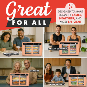 Gourmia 1700-watt power ensures quick preheating and efficient cooking.