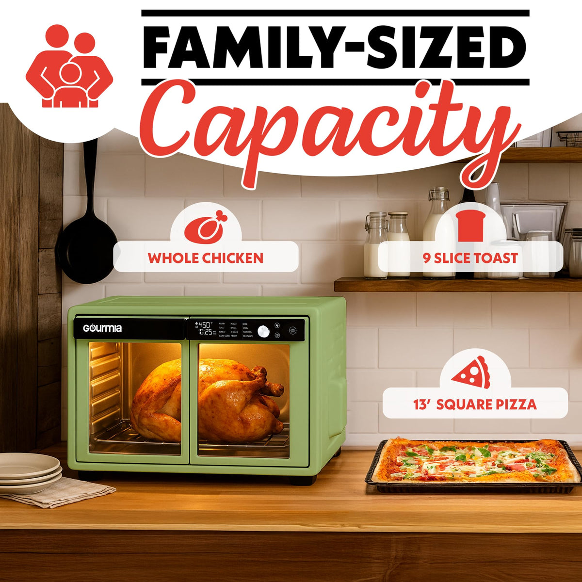 Gourmia 37-Qt oven delivers 1700 watts with 90–450°F range