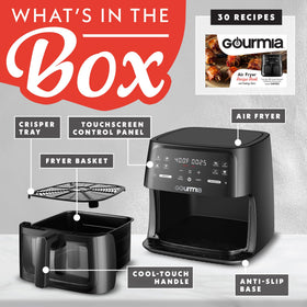 Gourmia 8-qt air fryer eight-presets panel ready for diverse cooking tasks.