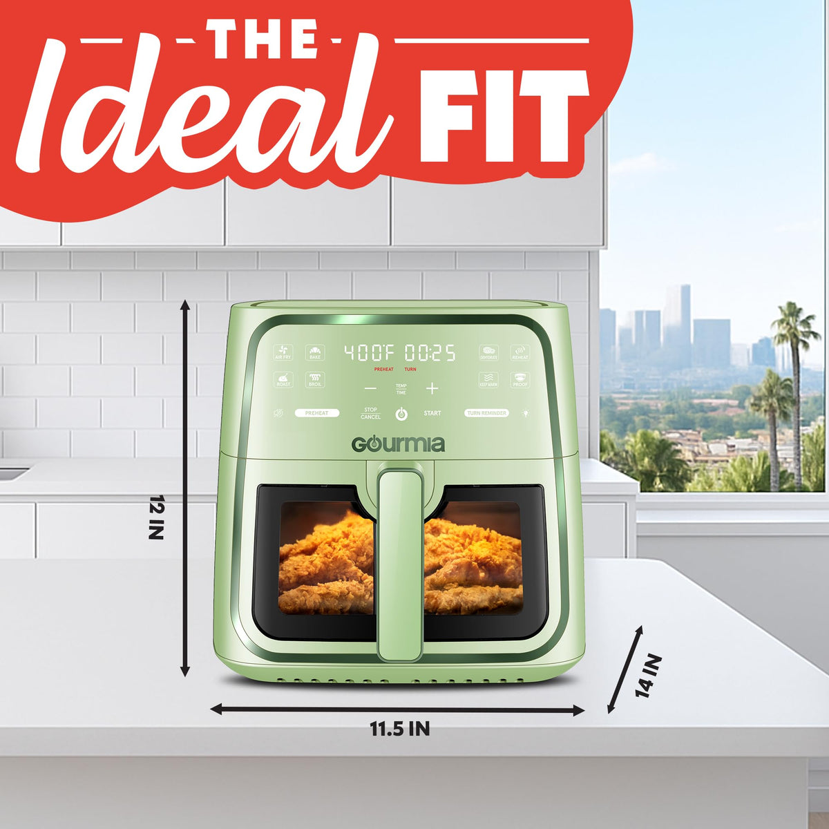 Gourmia 8 Qt Air Fryer compact design for busy kitchens.