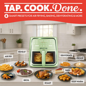 Gourmia 8 Qt Air Fryer interior light and viewing window enable precise cooking.