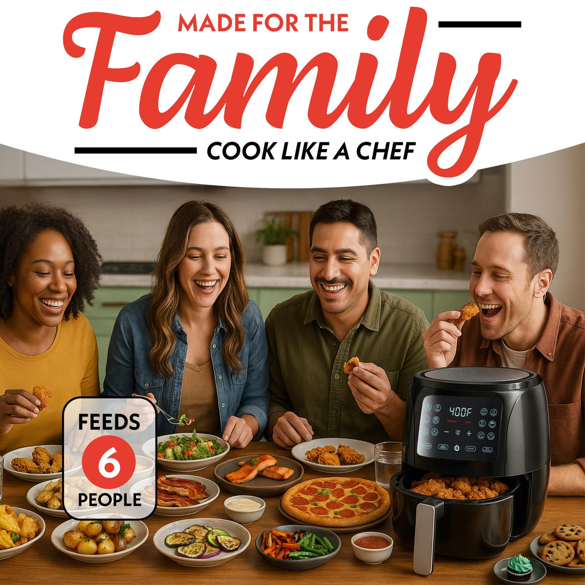 Gourmia 6 Qt with 12 presets simplifies weeknight cooking.