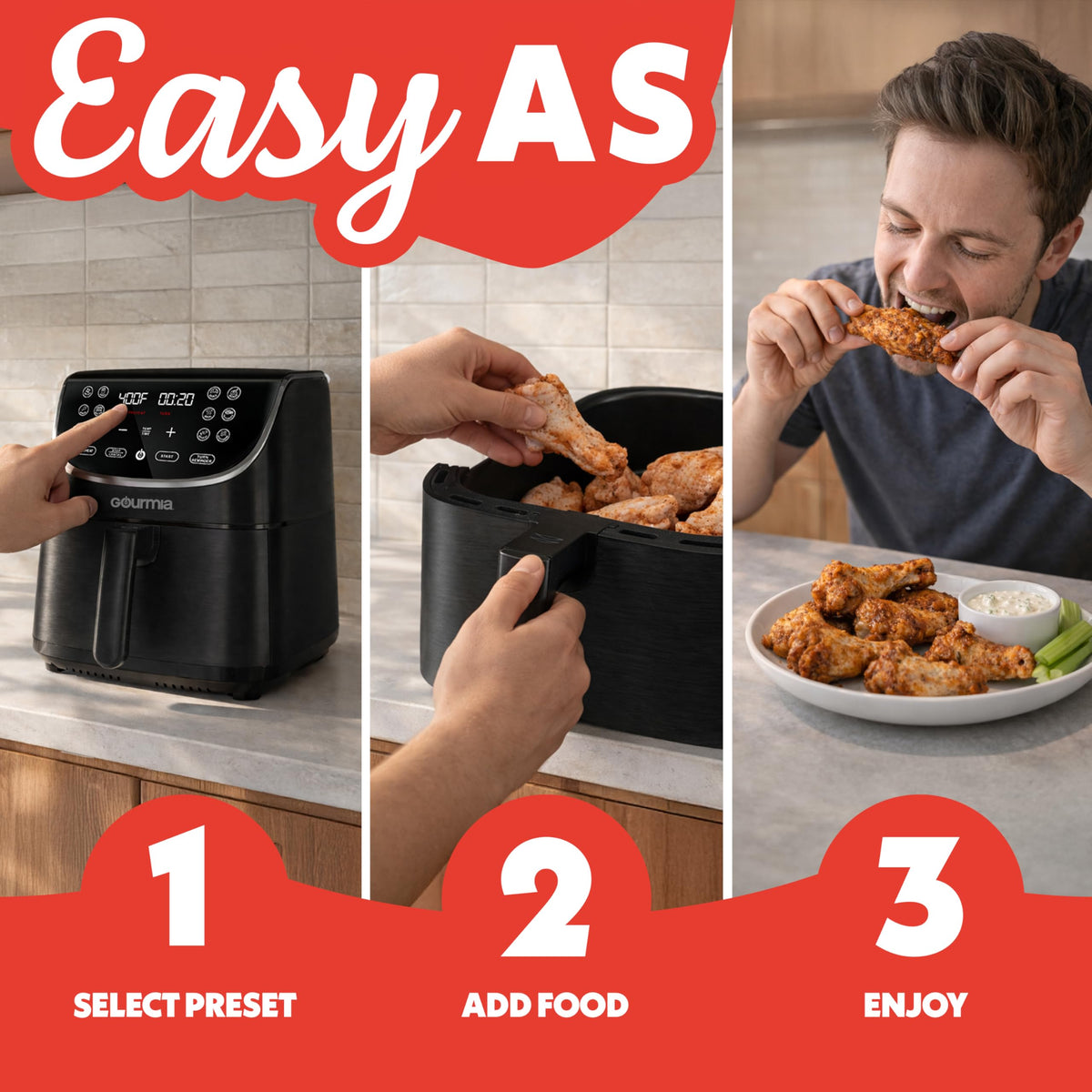 Gourmia air fryer producing evenly crispy edges with little oil