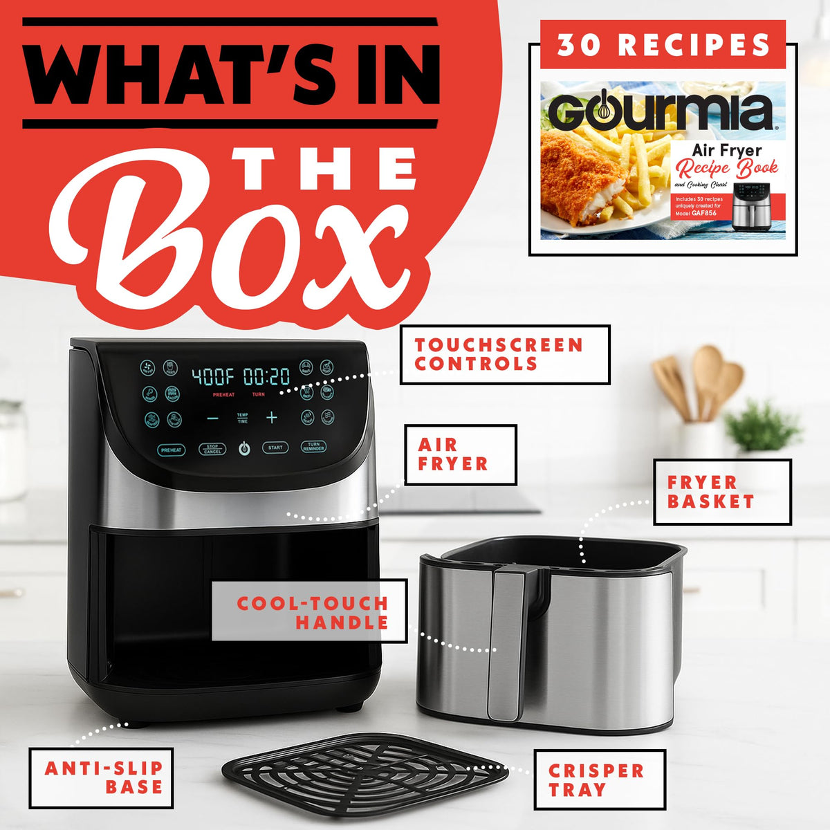 Gourmia FryForce 360 heats evenly for crisp results with less oil.