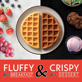 Gourmia Belgian waffle grid depth highlights traditional, syrup-friendly waffles.