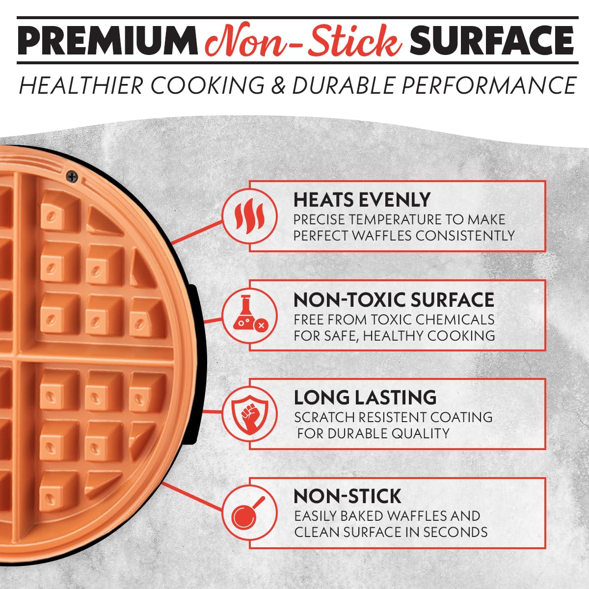 Gourmia Belgian Waffle Maker even heat distribution for consistent results