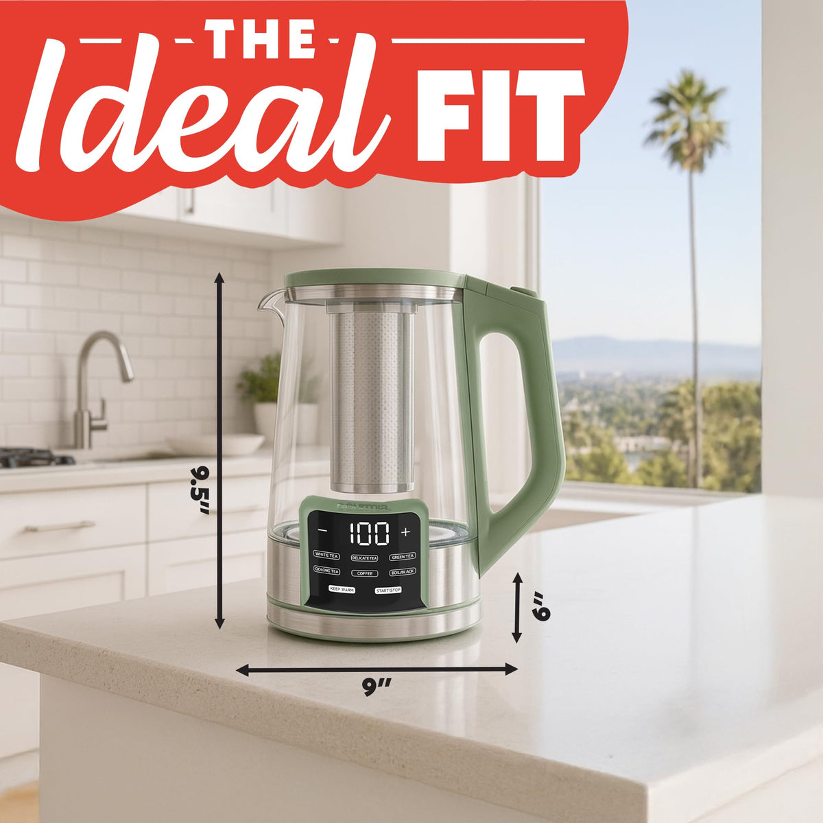 Gourmia brew-ready indicator signals when tea or coffee is ready.