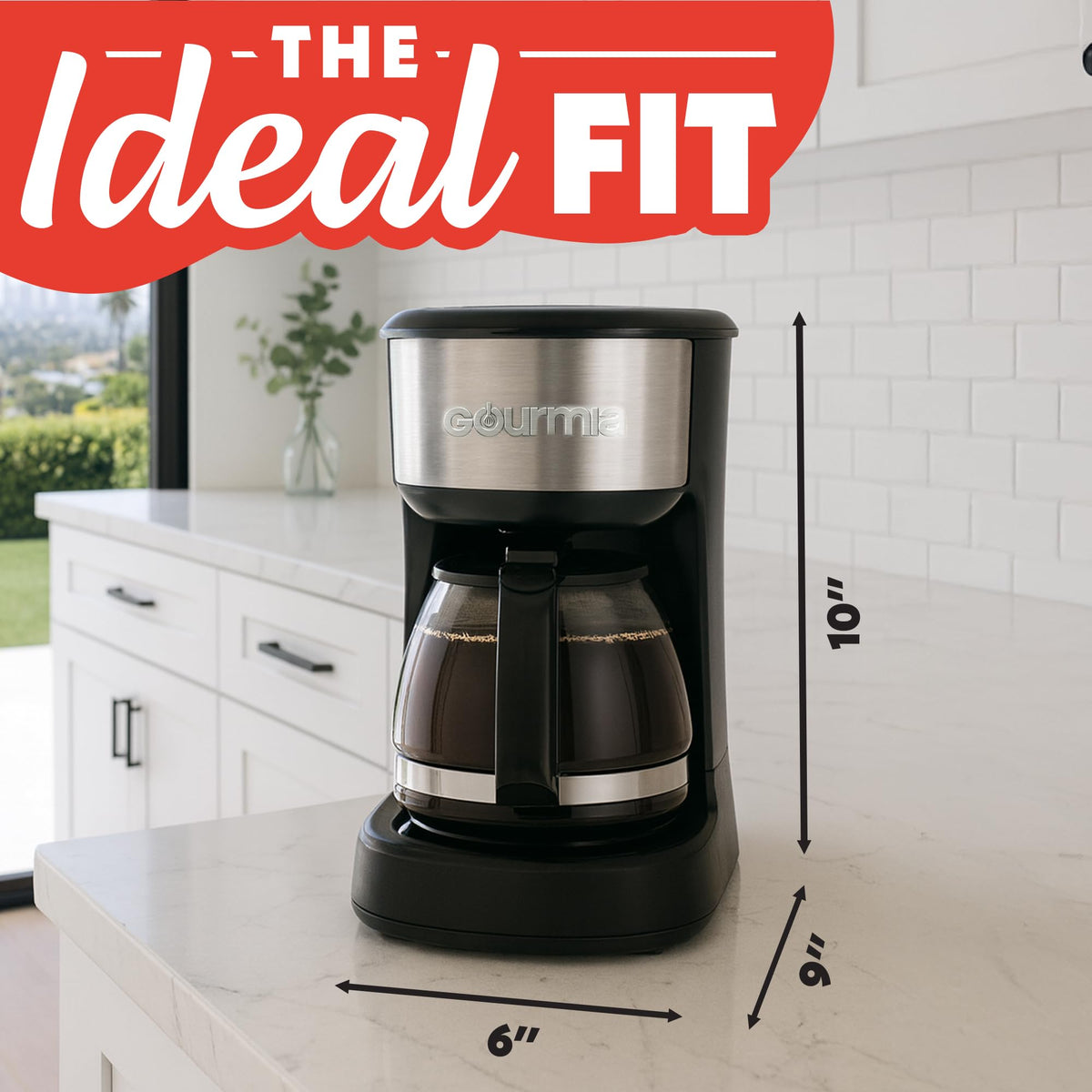 Gourmia keep-warm setting maintains coffee temperature for later pours