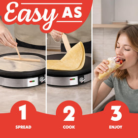 Gourmia crepe maker 2-year warranty and US-based support.