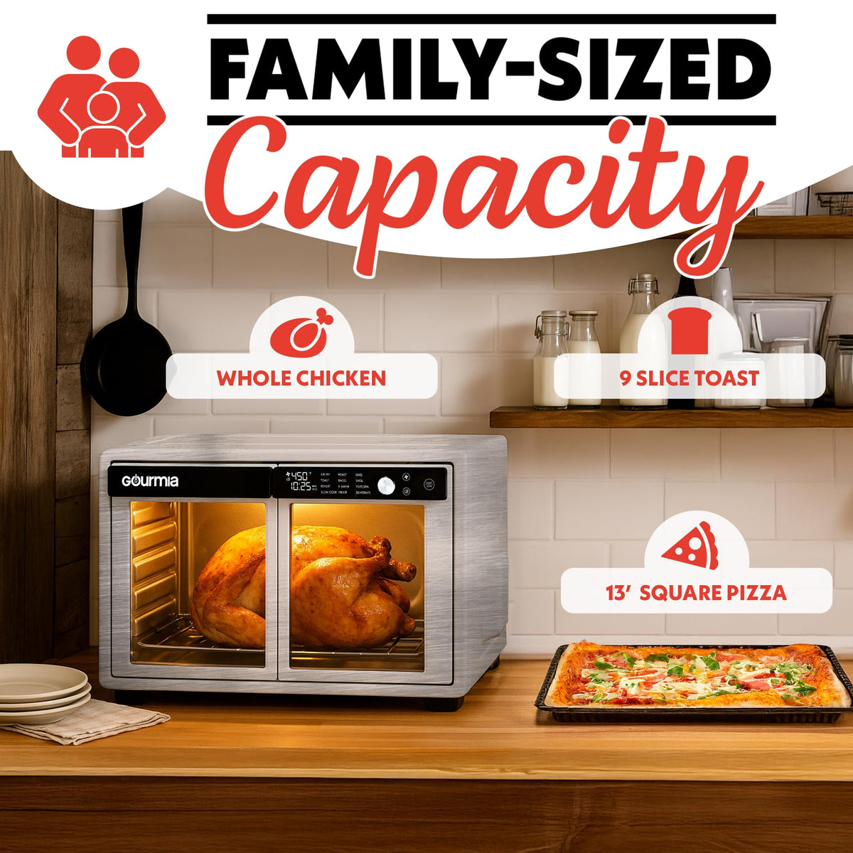 Gourmia accessories set including dishwasher-safe tray and rack