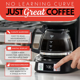 Gourmia Drip Coffee Maker 5-cup carafe ready for small gatherings