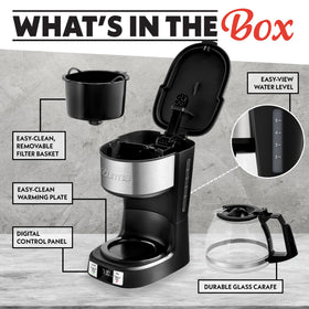 Gourmia Drip Coffee Maker slim footprint fit for apartments and offices