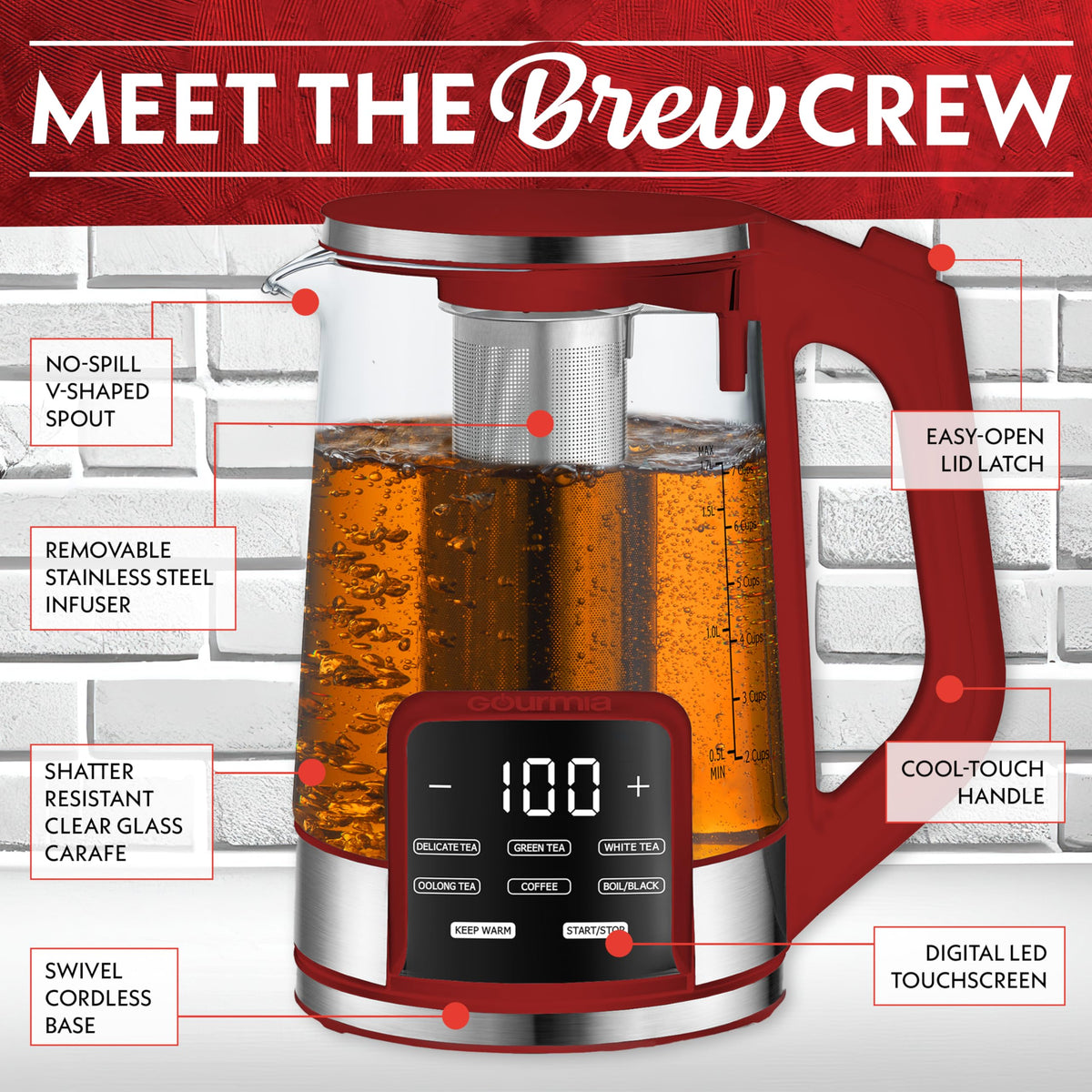 Gourmia cordless operation keeps countertops tidy during brewing