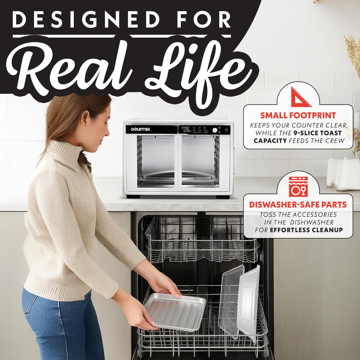 Gourmia fits 13-inch pizza for convenient home meals
