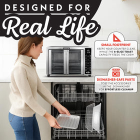 Gourmia 25 Qt FryForce technology badge highlights oil-free crisp results.