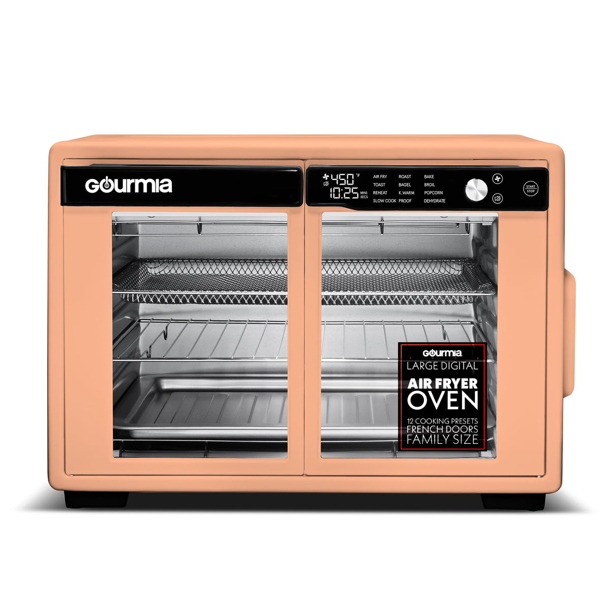 Gourmia 37-qt French Door Oven front view for family meals.