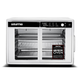 Gourmia French Door Air Fryer Oven front view for easy family meals on the counter