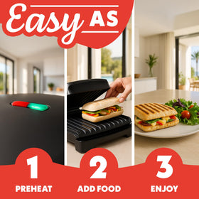 Gourmia indoor grill and panini maker sloped design drains fat during cooking