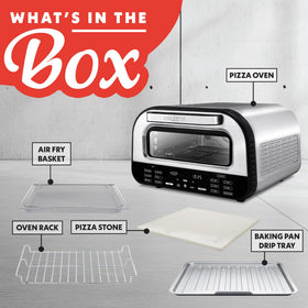 Dual heating controls balance cheese melt and crust browning.