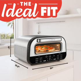 Interior light and viewing window help monitor progress during cooking.
