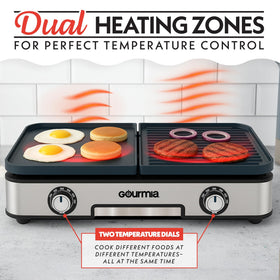 Gourmia reversible ceramic plates ready for grill or griddle use.