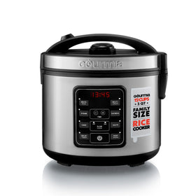 Gourmia rice cooker with digital controls for precise timing and effortless meal prep.