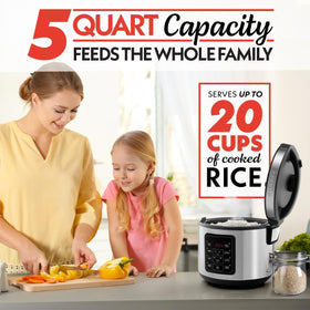 Gourmia Rice Cooker Keep Warm function maintaining serving temperature