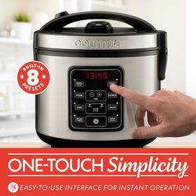 Gourmia Rice Cooker oatmeal program creating creamy morning texture