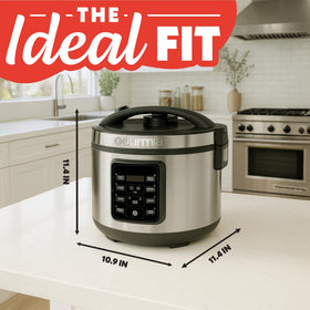 Gourmia Rice Cooker steam function cooking vegetables beside rice