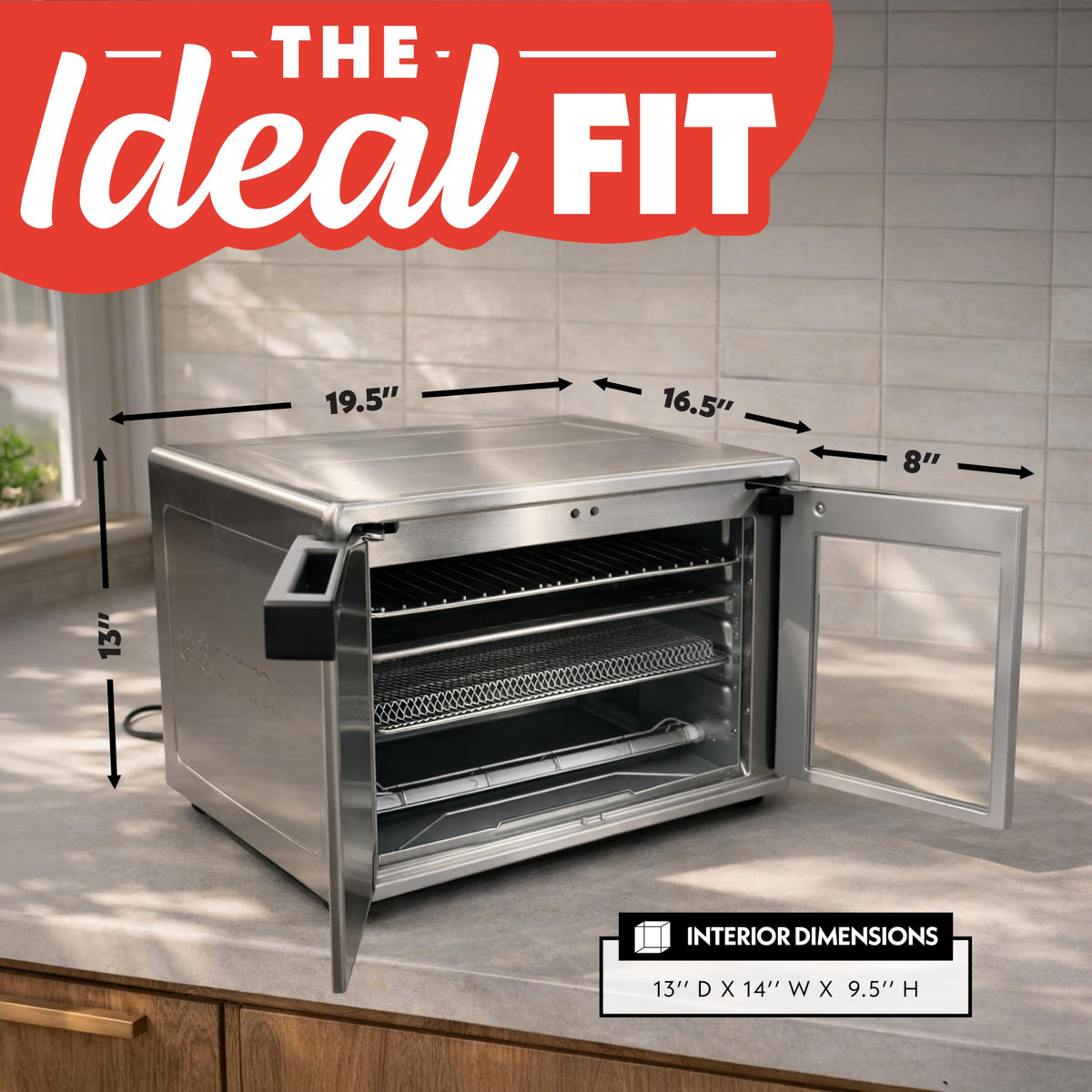 Gourmia stainless steel exterior with spacious capacity and durable build
