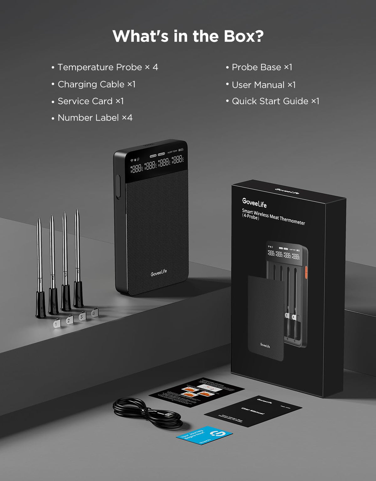 Packaging box and quick start guide included with GoveeLife thermometer