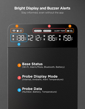 Oven-use setup with GoveeLife thermometer monitoring internal temperatures
