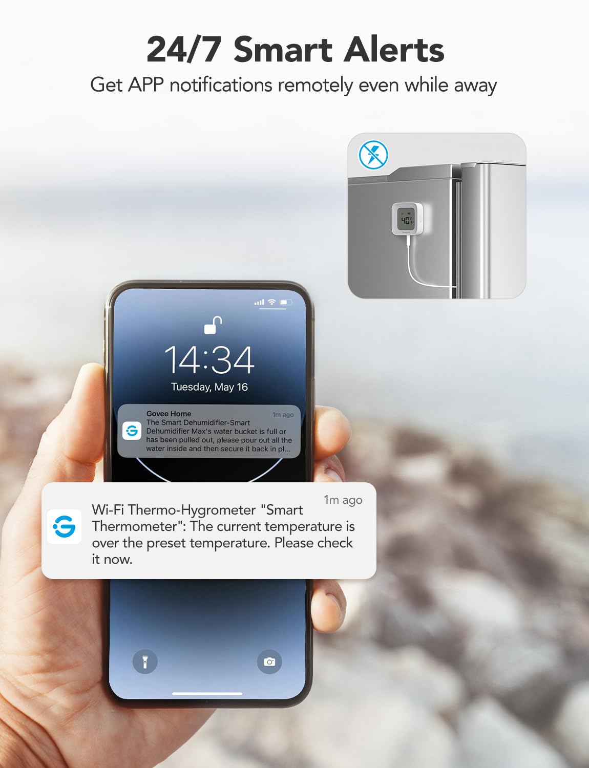 GoveeLife freezer thermometer alarm screen highlights when temps deviate for quick action