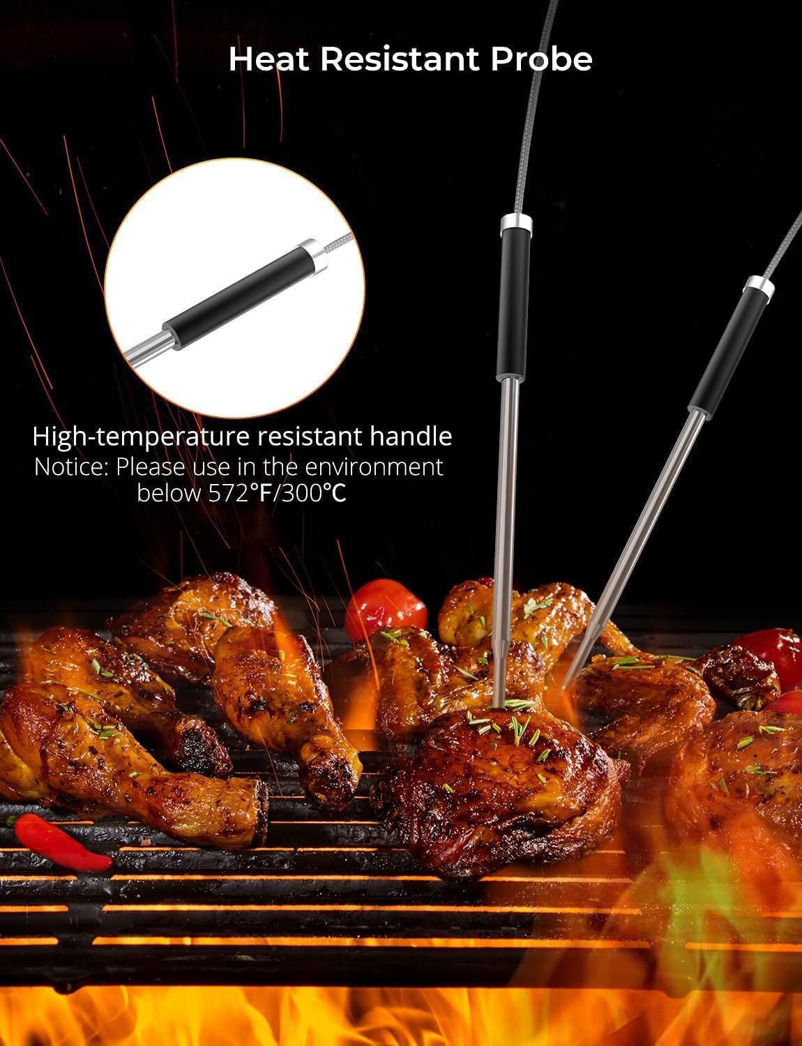 Govee probes waterproof stainless steel for easy cleanup.
