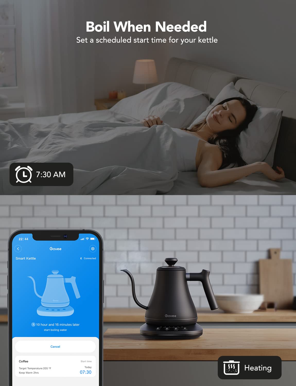 Govee kettle safety features include NTC sensor and boil-dry protection