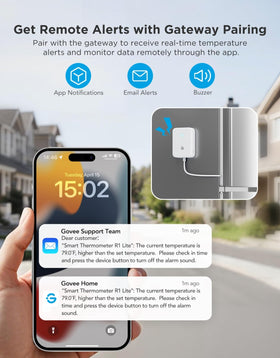 GoveeLife app alerts enable remote monitoring and quick responses.