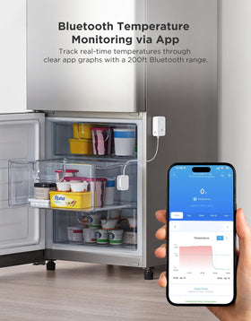 GoveeLife Bluetooth temperature sensor with 80 dB alarm and app integration.