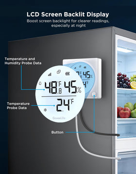 GoveeLife magnetic mount and waterproof body for quick fridge setup anywhere.
