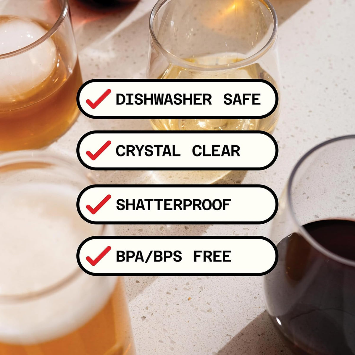 Govino swirl-friendly base supports confident tasting sessions.