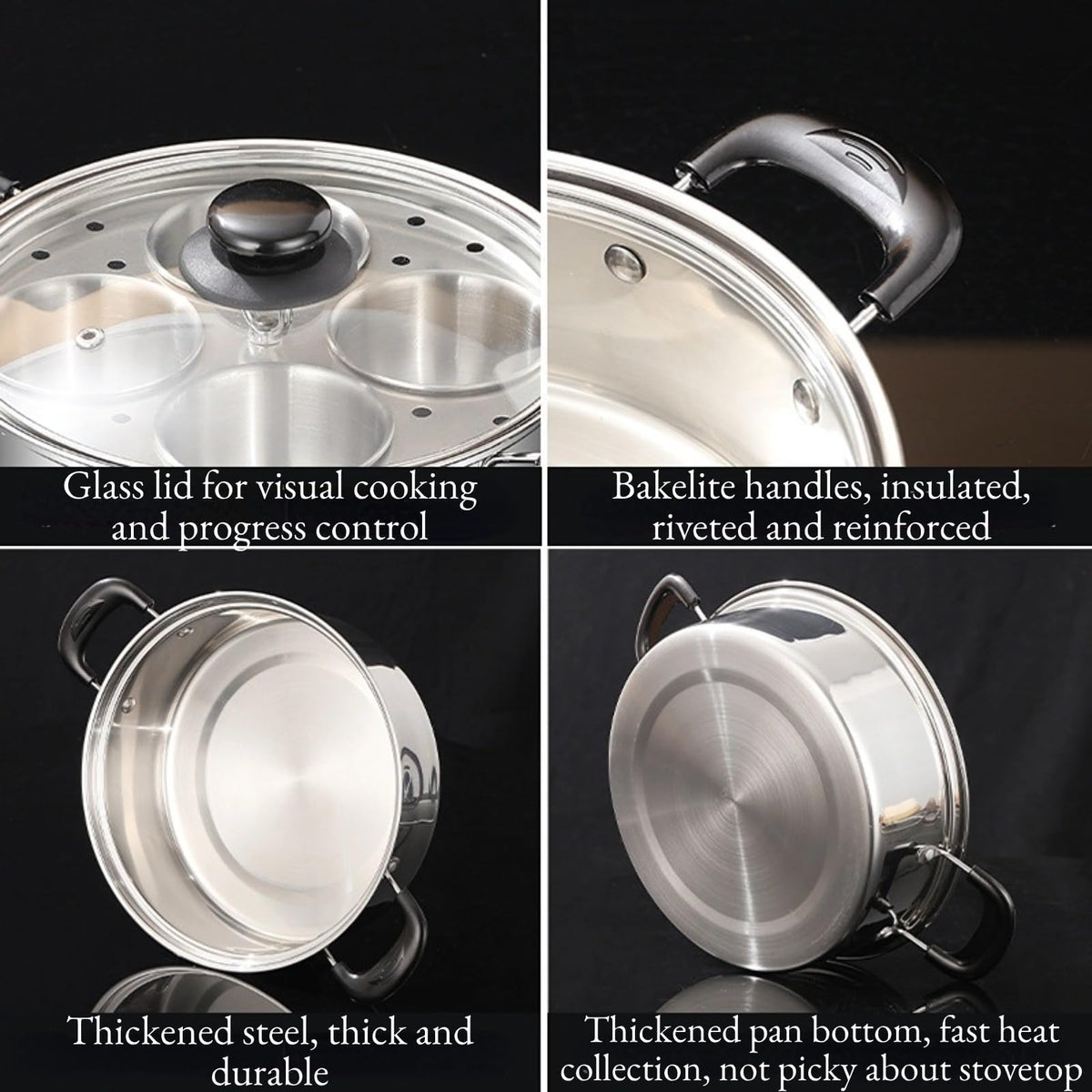 GOVNPJ Poacher pan handle with heat-resistant rivets for easy grip