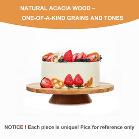 GOVOKOI natural acacia wood grain enhances warm, rustic dessert presentation.