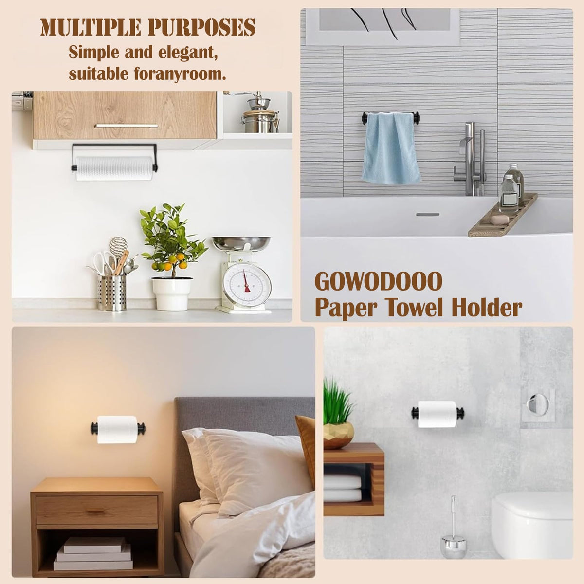 GOWODOOO screw-mount installation for durable, permanent mounting on diverse surfaces.